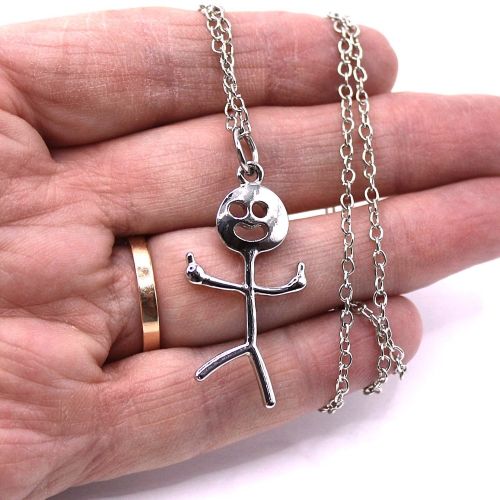 Funny Middle Finger FUCK YOU Stick Man Ceelo Green Pendant Necklace